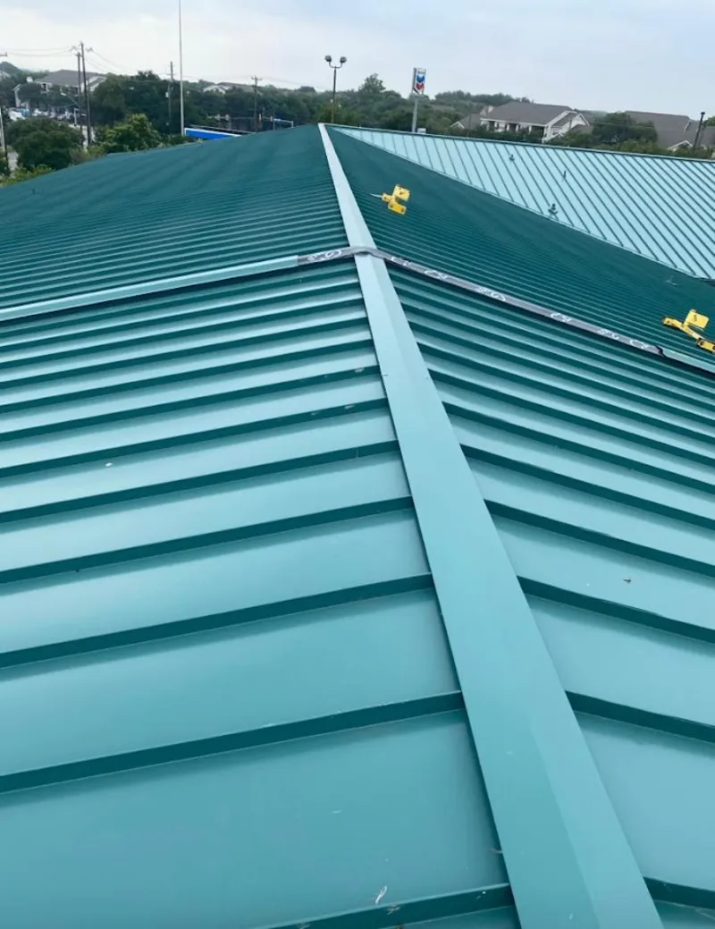 Green commercial metal roof ridge and valley for Metal Roof Repair in Alachua